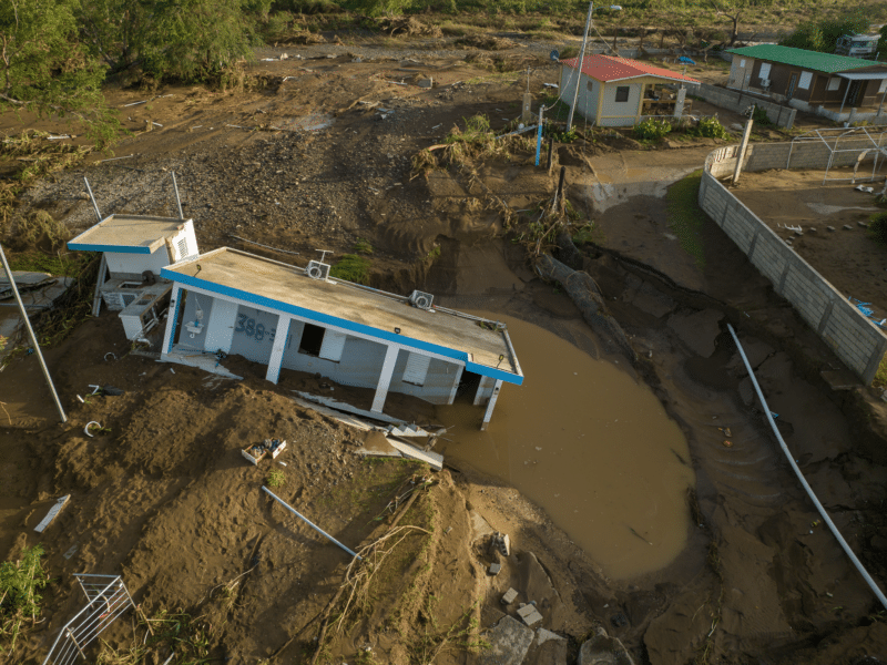 House destroyed by the impact of the hurricane in Salinas, a municipality of Puerto Rico.